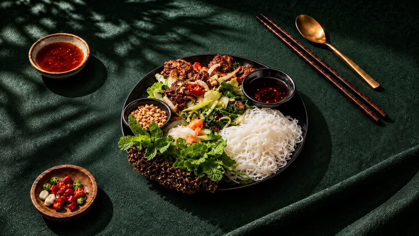 Ha Noi La Vong noodles with herbs and vermicelli