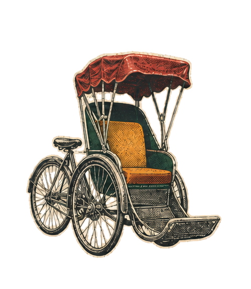 Hanoi cyclo in a vintage screen-print style